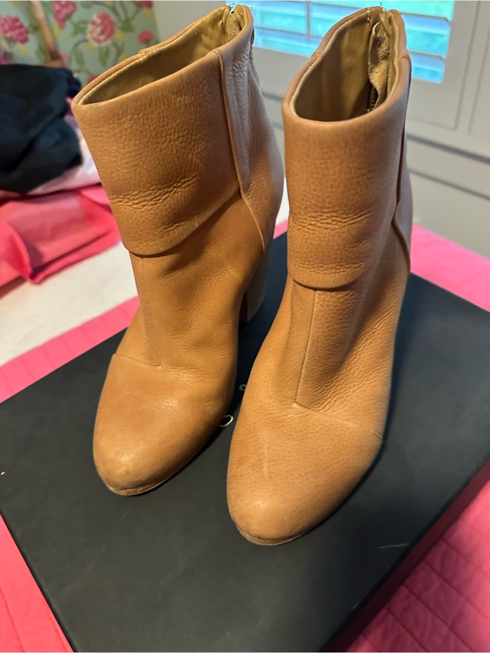 rag & bone Newberry Tan Leather Ankle Booties